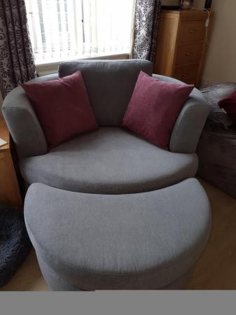 Image 1 of Arm Chair & Foot Stool (swivel chair)