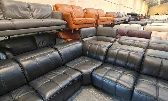 Image 12 of Packham black leather electric recliner corner sofa