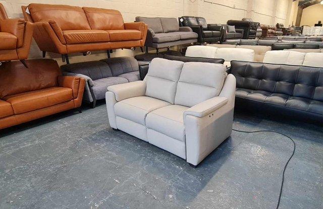 Image 5 of Parma/Strauss cream leather electric recliner 2 seater sofa