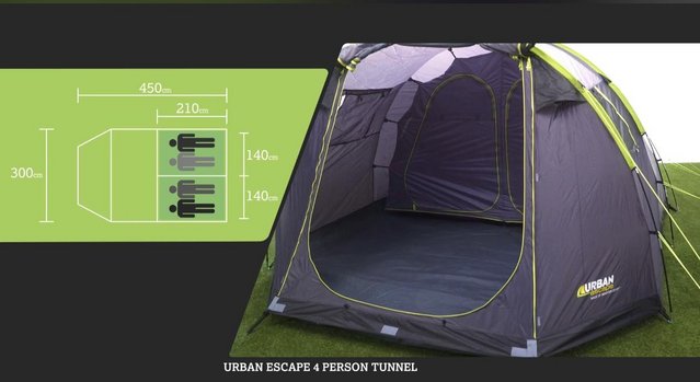 Image 4 of BRAND NEW! Urban Escape 4 Man Tunnel Tent