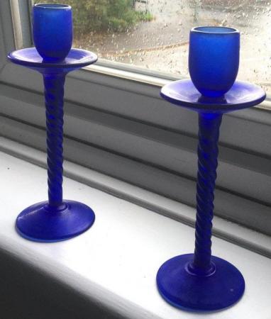 Image 1 of Pair of Vintage handmade Sherekat Art candle sticks