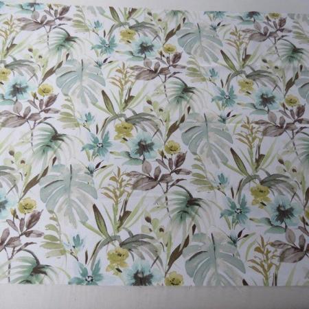 Image 1 of Fabric RemnantsWhite Background with modern leaf design