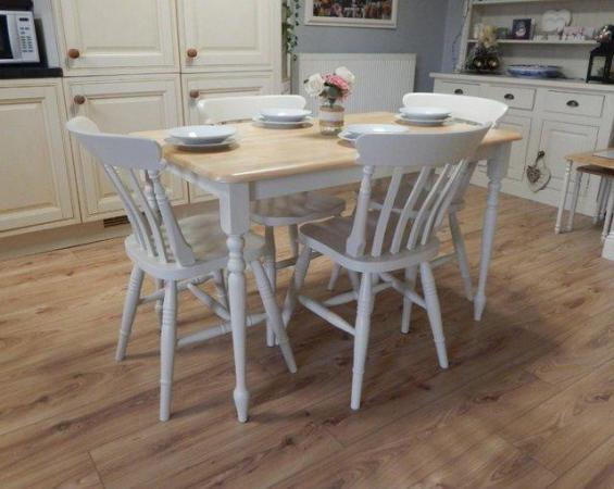 Image 3 of Farmhouse Beech Dining table / Kitchen table & 4 chairs