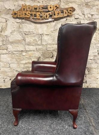 Image 6 of Queen Anne Wingbacked Armchair Oxblood LeatherQueen Anne Arm
