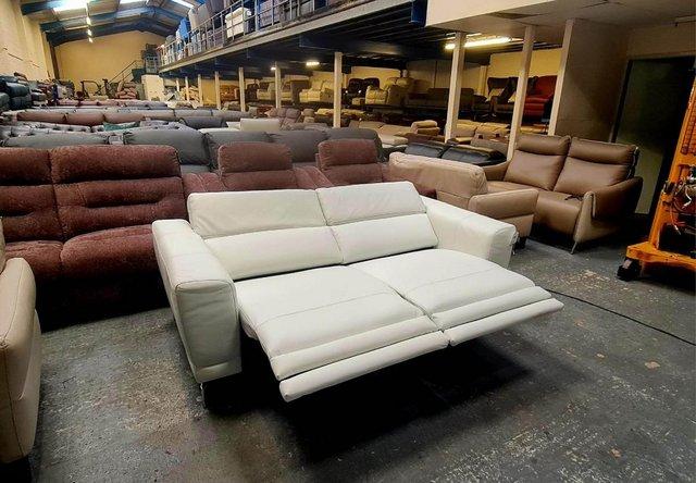 Image 10 of Sienna white leather electric recliner 3 seater sofa
