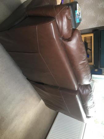 Image 2 of Brown Leather sofa powered