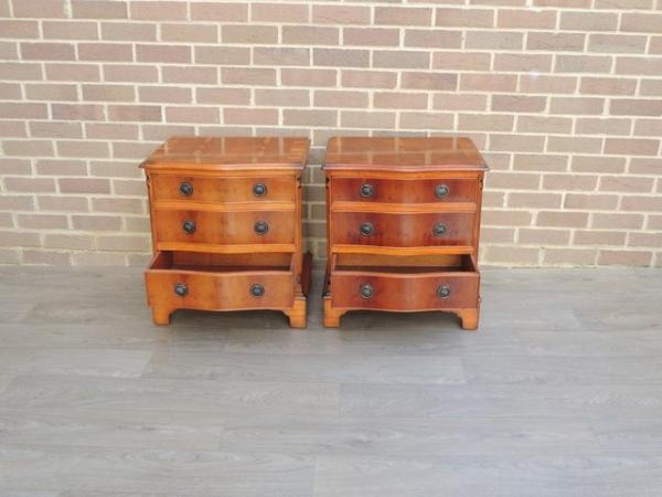 Image 7 of Pair of Burr Wood Bedside Chests (UK Delivery)