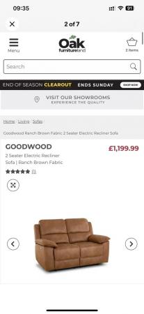 Image 2 of Goodwood 2 seater electric recliner sofa