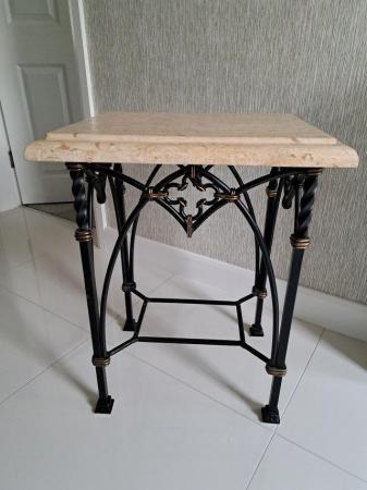 Image 1 of MARBLE AND WROUGHT IRON SIDE TABLE **reduced**