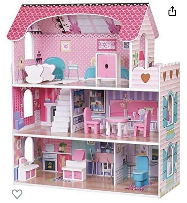Preview of the first image of Wooden Kids Doll House All in 1 With Furniture & Staircase P.