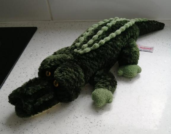 Image 3 of Aurora Green Plush Crocodile Soft Toy.  18.1/2" Long.
