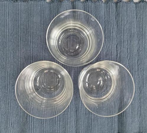 Image 2 of Set of 3 Plain Glass Whiskey Tumblers.  Vintage.