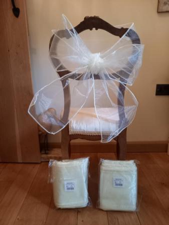 Image 1 of Ivory organza chair tie backs. Suitable for weddings birthda