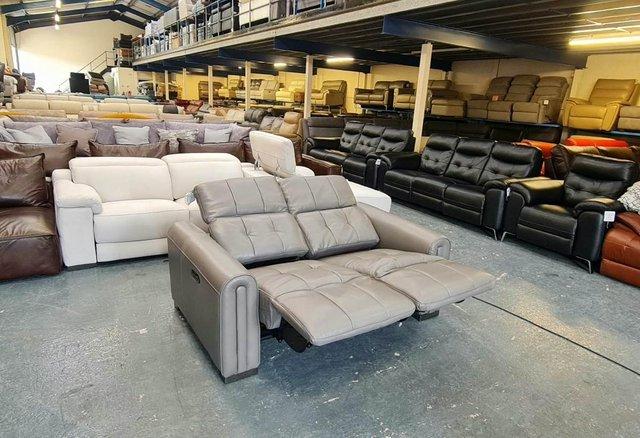 Image 5 of Alessio grey leather electric recliner 2 seater sofa