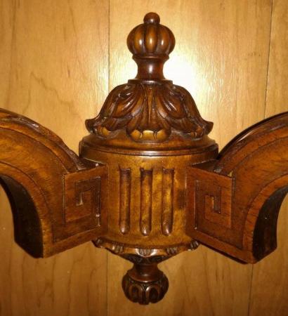 Image 3 of ANTIQUE Wall Lights 4 Ornate Mahogany Wood Brass Pieces