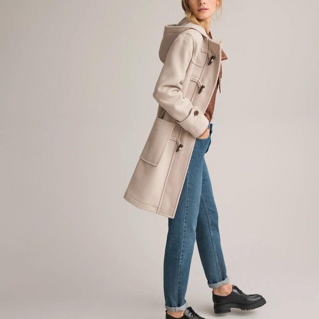 Preview of the first image of Cream Recycled Wool Mix Duffle Coat with Hood new size 20.