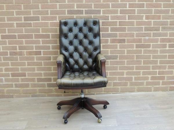 Image 3 of Vintage Directors Chesterfield High Back Chair (UK Delivery)