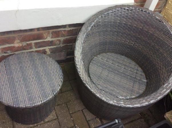 Image 2 of 3 piece rattan egg furniture set with cushions