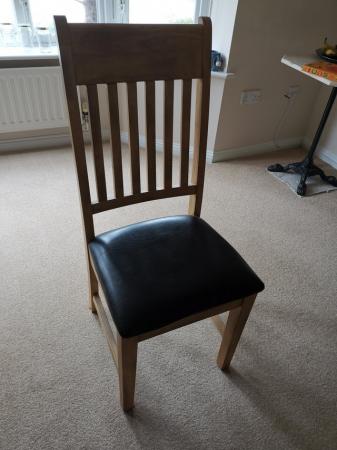 Image 3 of Dining or office chair, solid wood and black leather