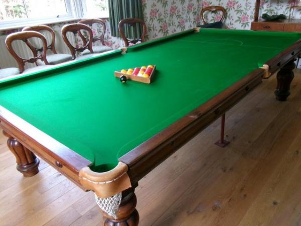 Image 2 of 9 foot Snooker Table with dining top and chairs