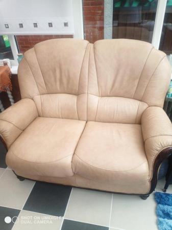 Image 1 of Cream Leather 2 Seater settee