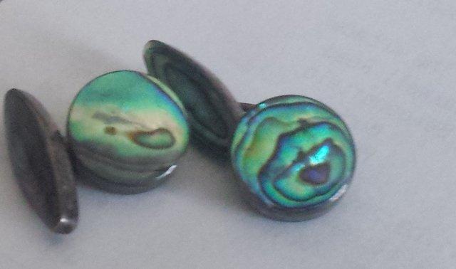 Image 1 of Silver and paua shell cufflinks