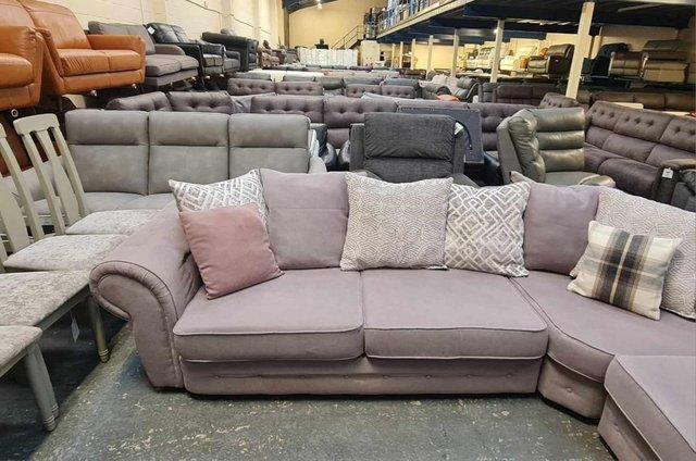 Image 6 of Gracie grey fabric chesterfield style corner sofa