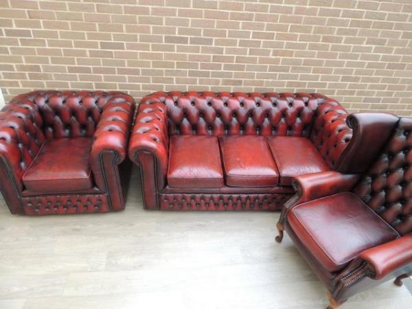 Image 7 of Vintage Chesterfield 3 piece Suite (UK Delivery)