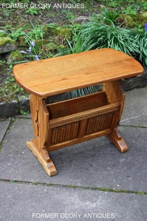 Image 9 of AN OLD CHARM VINTAGE OAK MAGAZINE RACK COFFEE LAMP TABLE