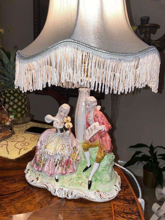 Preview of the first image of Antique Italian Capodimonte Table lamp / brand New shade.