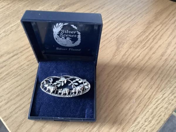 Image 1 of Silver ScenesPig brooch with original leaflet and gift box