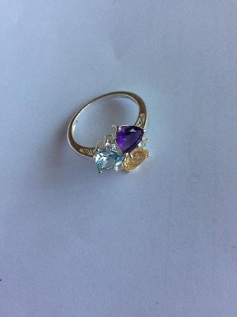 Image 1 of Unusual three stone silver dress ring