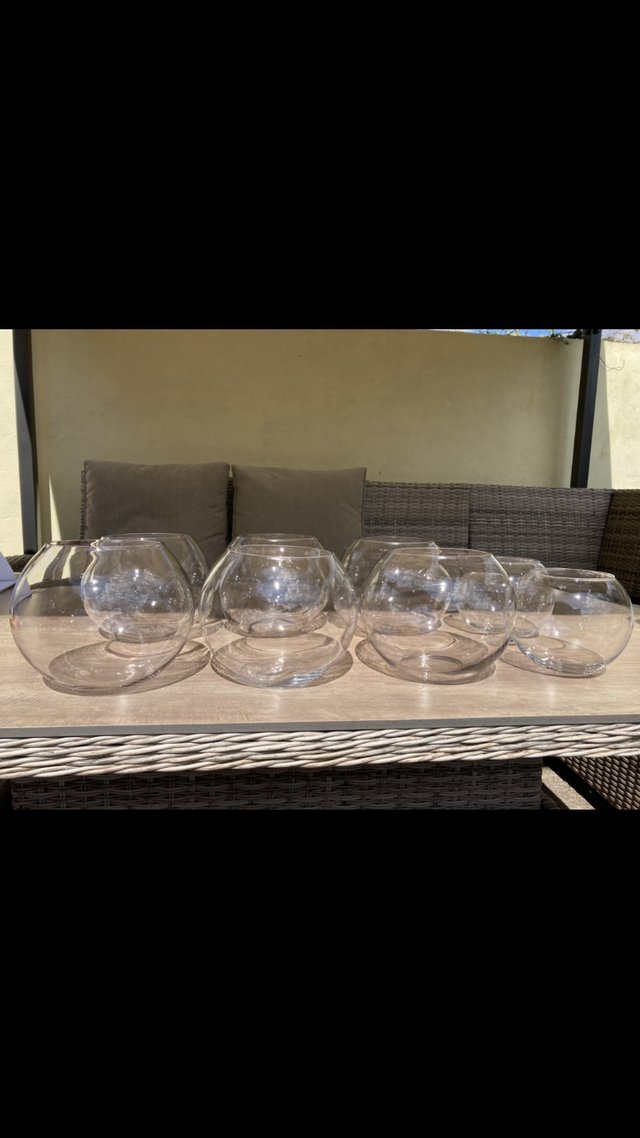 Preview of the first image of Glass Fishbowl Table Decorations with mirrors.