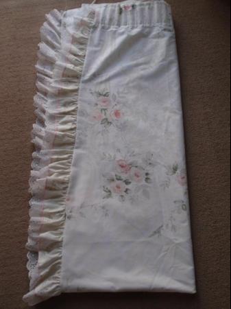Image 1 of 1 Pair of White Flowered Curtains
