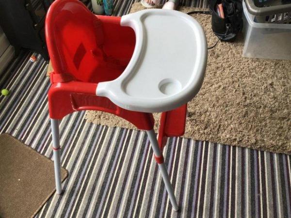 Image 2 of Child’s Red and White High/Low chair