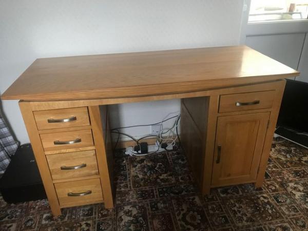 Image 1 of Oak Furniture Land - Solid Oak Large Computer Desk