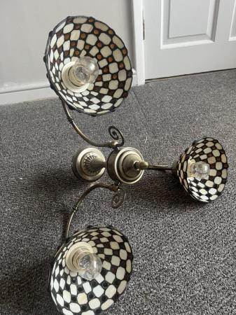 Image 3 of Tiffany style 3 arm ceiling light