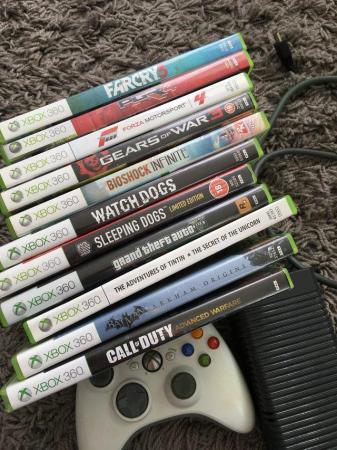 Image 6 of Xbox360 console with 2 controllers and 11 games