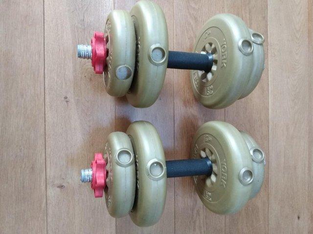 Preview of the first image of Pair 7.5kg York Adjustable Dumbbells.