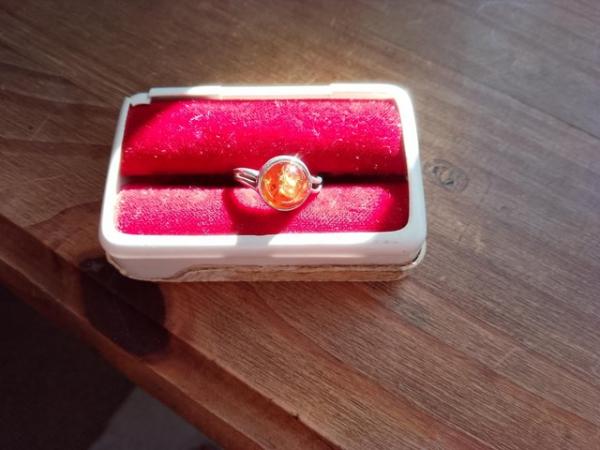 Image 1 of Amber Ring with silver band