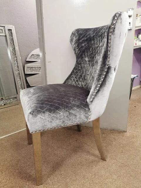 Preview of the first image of Louis dining chair in silver plush.