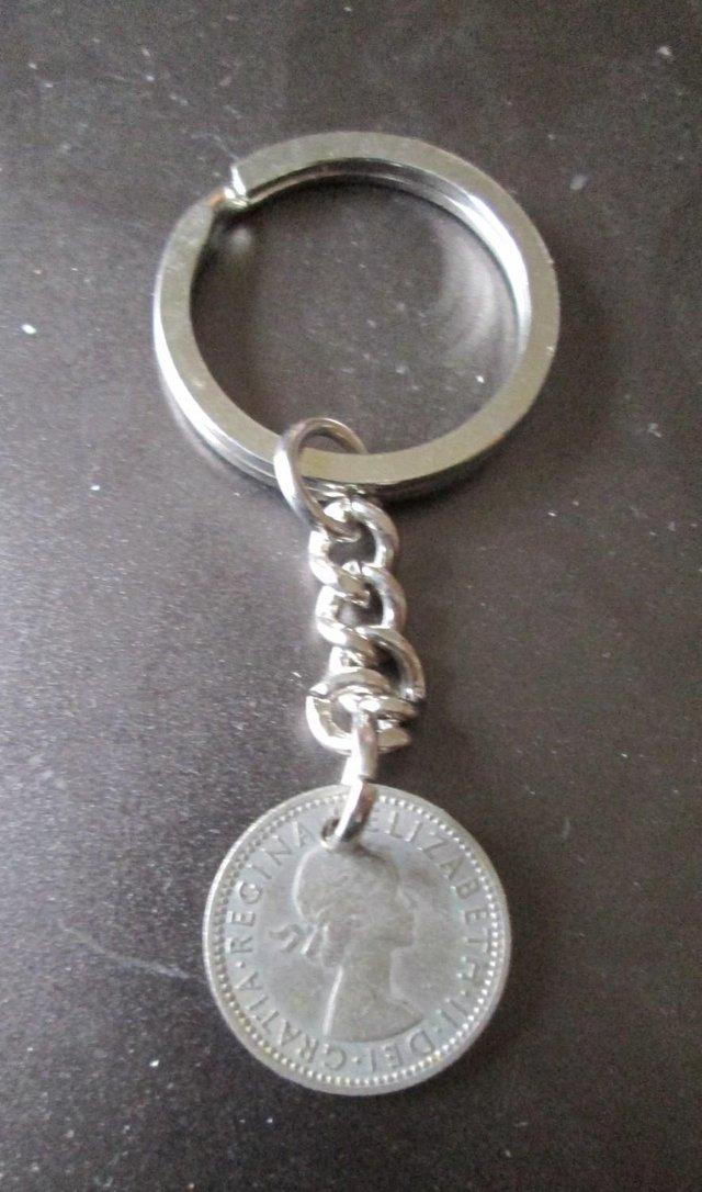 Preview of the first image of Lucky Sixpence keyring 1956-67.
