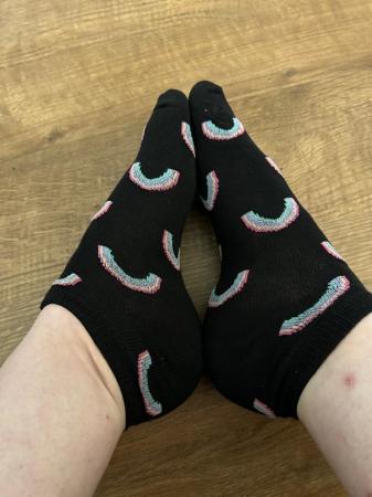 Image 3 of Ladies worn rainbow socks
