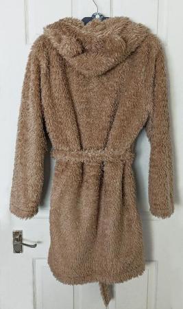 Image 2 of Topshop Shaggy Teddy Bear Hooded Dressing Gown - Size M  B29