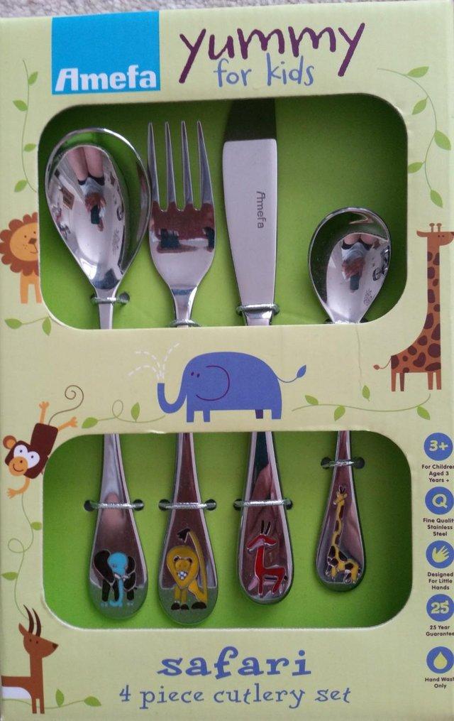 Preview of the first image of Childrens four piece cutlery set.