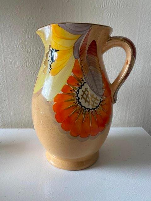 Preview of the first image of Vintage Grays Pottery Hand painted large jug pitcher.