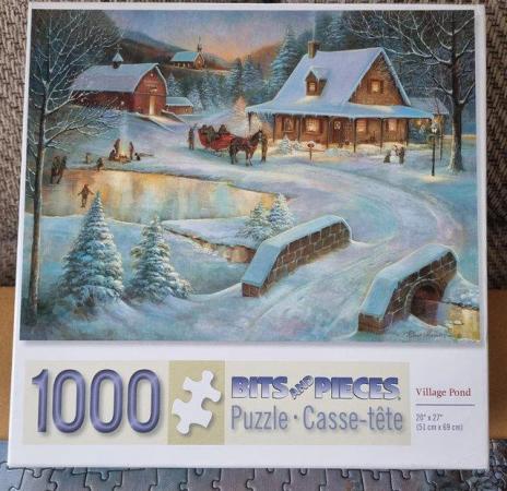 Image 1 of 1000 piece jigsaw called VILLAGE POND by BITS and PIECES