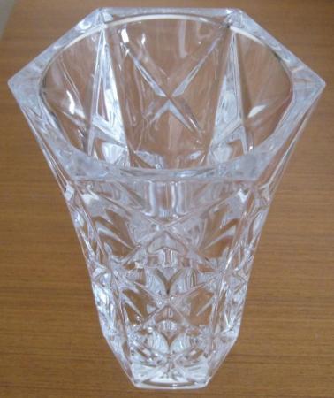 Image 2 of Vintage Crystal Vase, hexagonal shaped.