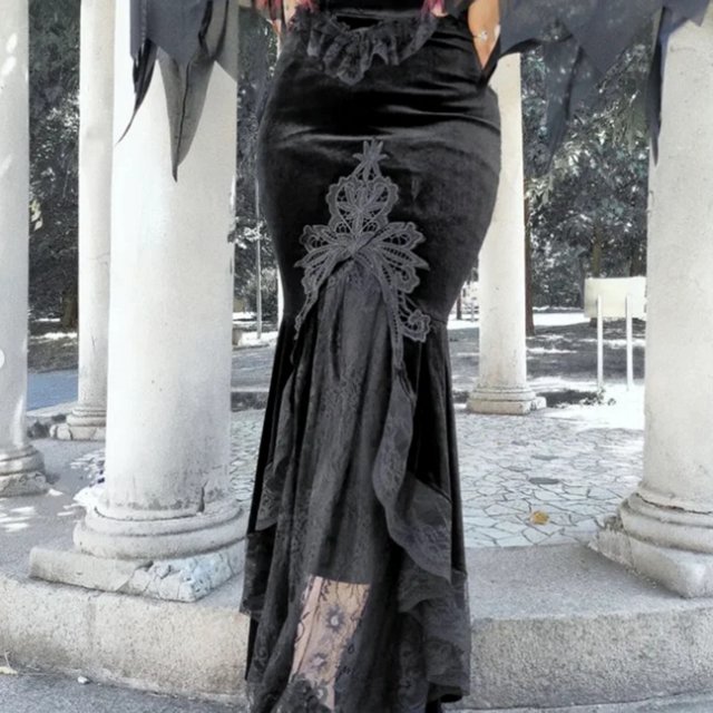 Preview of the first image of Gothic Velvet Skirt for women's.