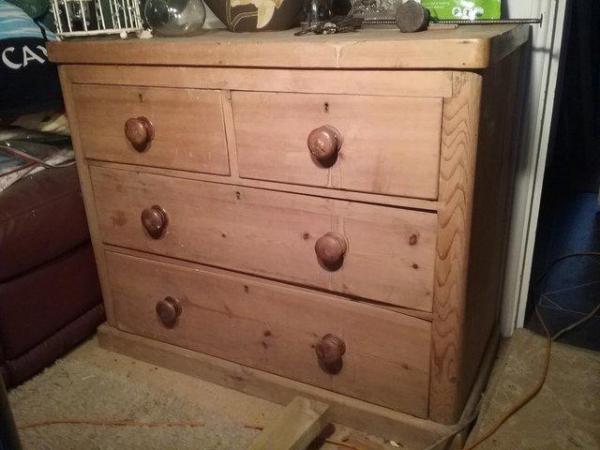 Image 2 of 1860's pine chest of 4 drawers